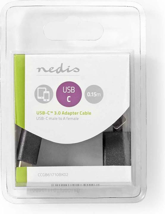 Image du produit Nedis Adaptateur USB-C™ | USB 3.2 Gen 1 | USB-C™ mâle | USB-A femelle | 5 Gbps | 0.15 m | rond | Vern (0.15 m, USB 3.2 Gen 1, 15 W)