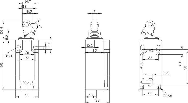 Produktbild Siemens Positionsschalter 31mm Rollenhebel