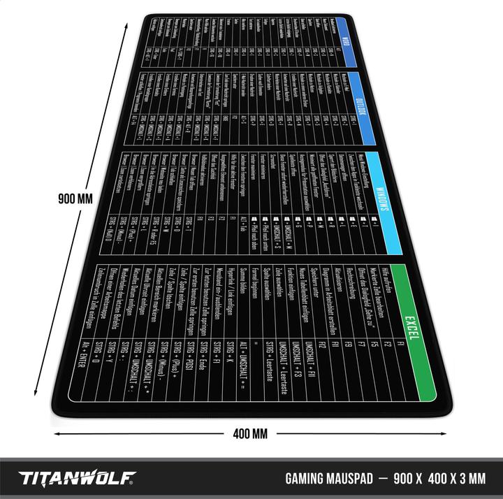Actual product image Titanwolf Gaming Mauspad, 900 x 400mm XXL Speed Gaming Mausmatte, Mousepad Extragrosse Fläche, MS Function (XXL)