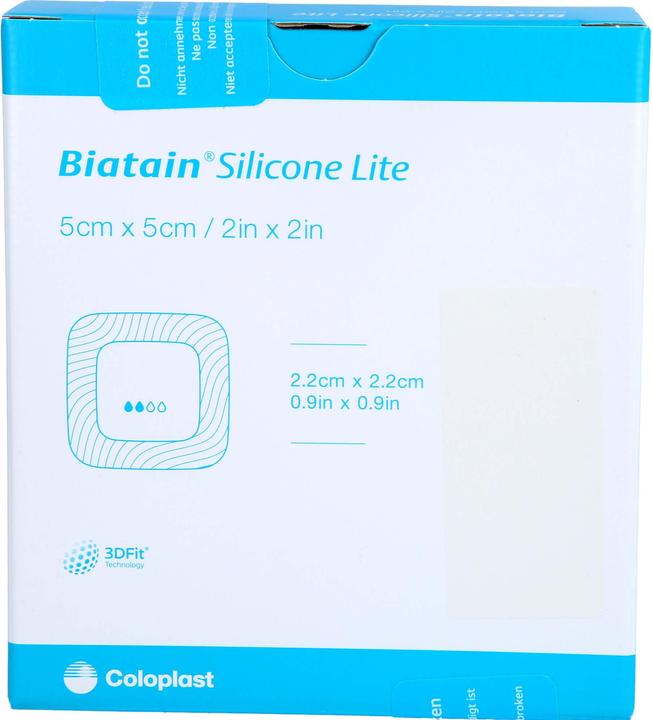 Actual product image Coloplast Biatain Silicone Lite Foam Dressing 5x5cm, 5 pcs VER