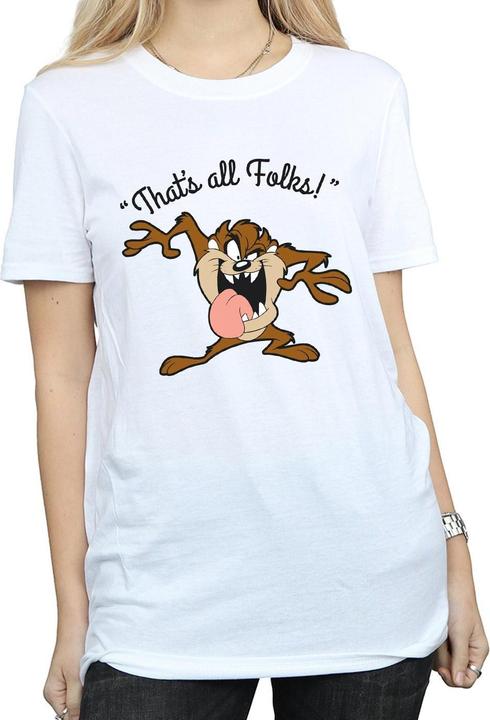 Actual product image Looney Tunes Womens/Ladies That's All Folks Taz Cotton Boyfriend T-Shirt (XXL)