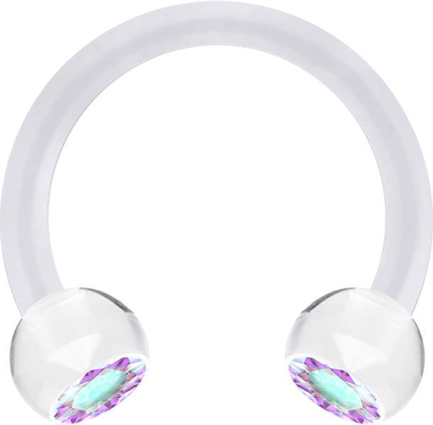 Produktbild Star Piercing Micro Circular Barbell transparent mit zwei Kugeln Kristall multicolor (ohne Messing, Acryl)