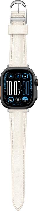 Produktbild Amazingthing Class Band Lederarmband für Apple Watch 45 / 46 / 49 mm - Hellbeige (Edelstahl, Narbenleder)