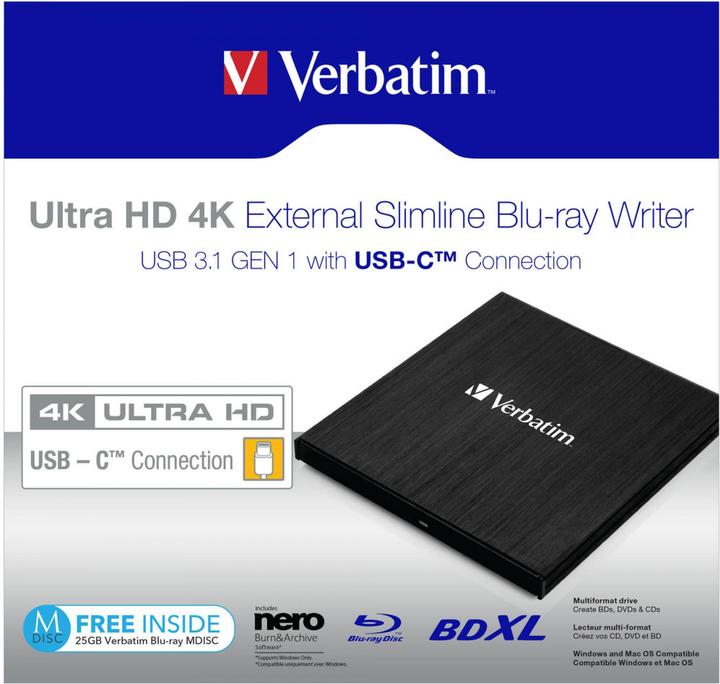 Actual product image Verbatim Slimline (Blu-ray drive, CD burner, CD drive, DVD writer, DVD drive, Blu-ray burner)