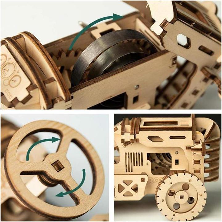 Actual product image Robotime Kit tractor with spring drive