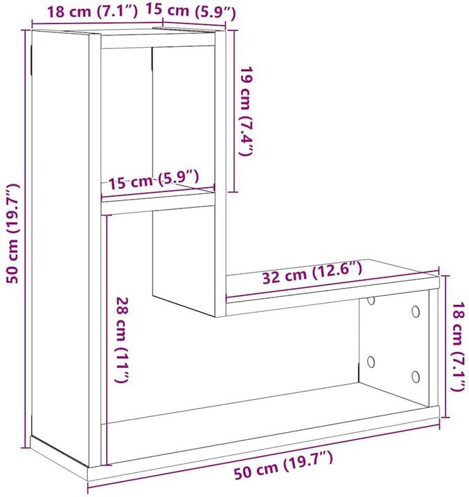 Image du produit VidaXL Wandregale 2 Stk. Altholz-Optik 50x15x50 Holzwerkstoff (50 x 15 x 50 cm)