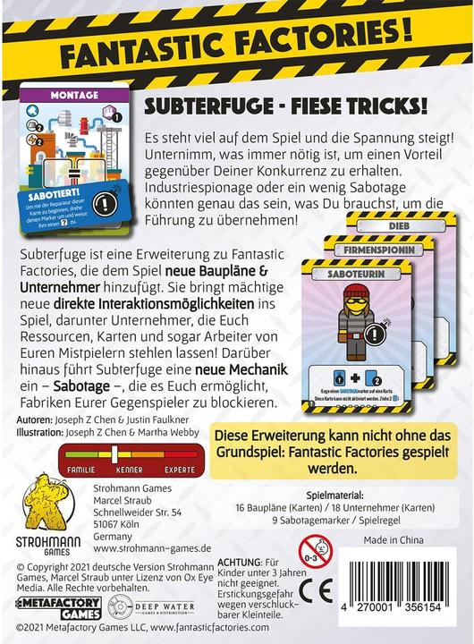 Image du produit Strohmann Games STR21003 - Subterfuge : Fantastic Factories, à partir de 12 ans (extension, édition FR) (Allemand)