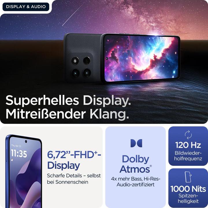Produktbild Motorola Moto G56 (256 GB, Dazzling Blue, 6.72", Hybrid Dual SIM, 50 Mpx, 5G)