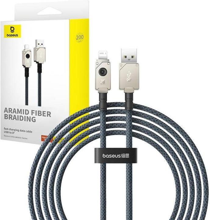 Image du produit Baseus Câble de recharge rapide USB vers IP, 2.4A 2M (Blanc) (2 m, USB 3.0)