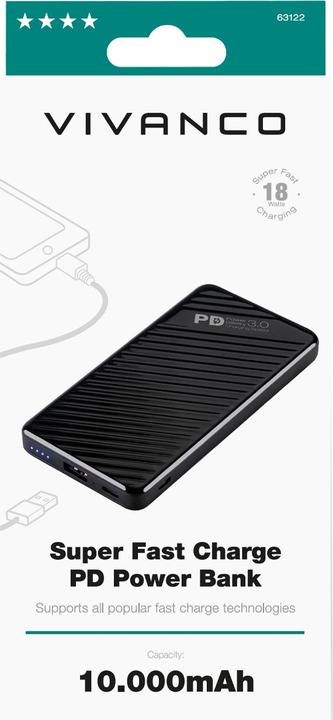 Produktbild Vivanco PBVV10000PDBK Powerbank 10000 mAh Li-Ion USB-C™ Schwarz (10000 mAh, 18 W, 37 Wh)