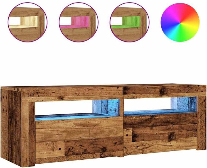 Produktbild VidaXL TV Schrank Lowboard Fernsehschrank Fernsehtisch mit LED Altholz-Optik (120 x 35 x 40 cm)