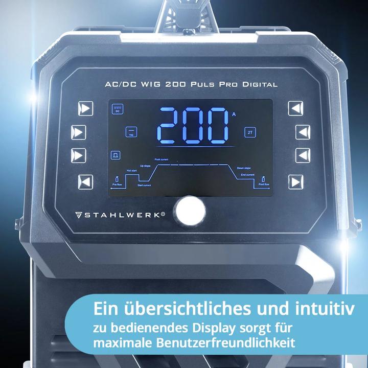 Actual product image Stahlwerk Shielding gas welder AC/DC TIG 200 Pulse Pro Digital Fully equipped