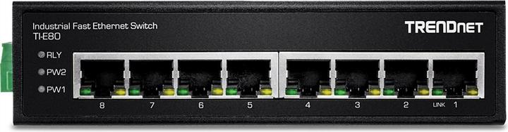 Produktbild Trendnet Industrie Switch 8 Port Fast Ethernet L2 DIN-Rail (8 Ports)