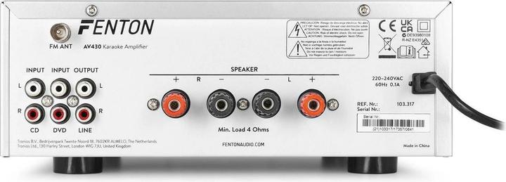 Immagine prodotto Karaoke amplificatore con Bluetooth - Fenton AV430A - 600W - 2 microfooningangen met echo - mp3 speler