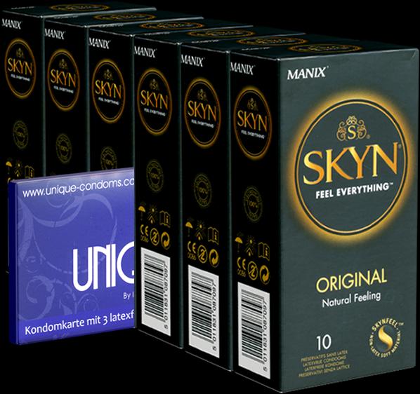 Produktbild Skyn «Original» Vorteilspack - 60 (6x10) latexfreie Kondome + 1x Kamyra Unique Pull gratis! (63 Stk.)