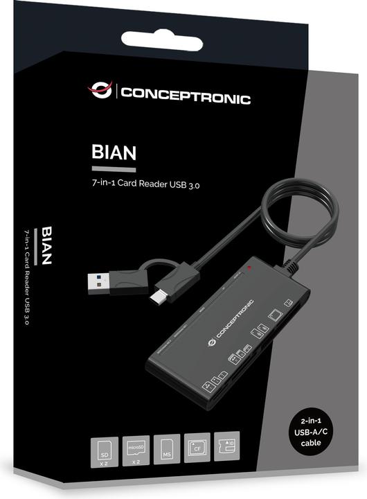 Actual product image Conceptronic 7-in-1 Card Reader USB3.0,2xSD,2xMicroSD,MS,CF (Type-B)