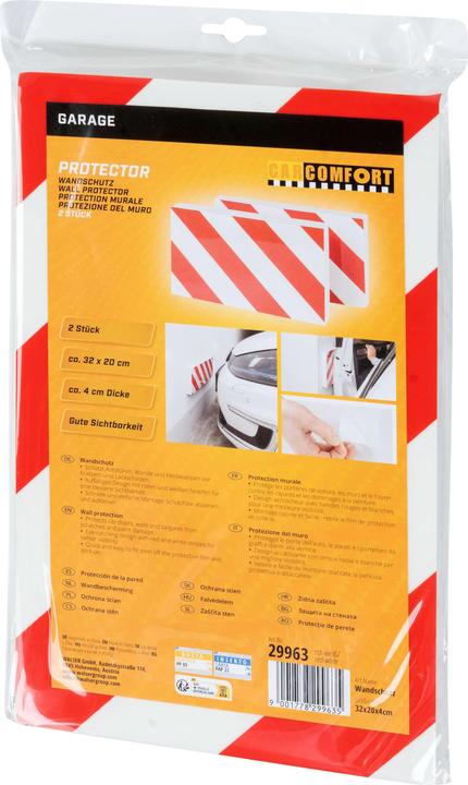 Produktbild CarComfort Garagen-Wandschutz, 2 Stück Auto-Türkanten-Schutz selbstklebend 32x20x4 cm rot/wei