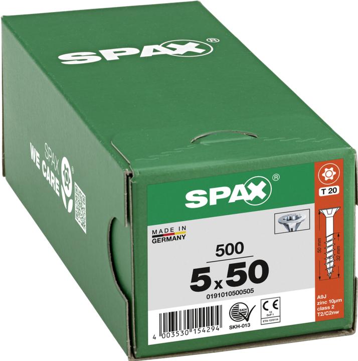 Produktbild Spax Spanplattenschrauben SK T20 5,0x50 mm (500 Schrauben pro Stück)