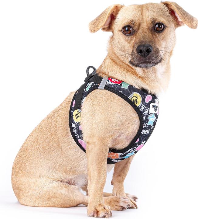 Actual product image Curli Vest Geschirr Air-Mesh LE25 L Comic schwarz (L, Dog, General)