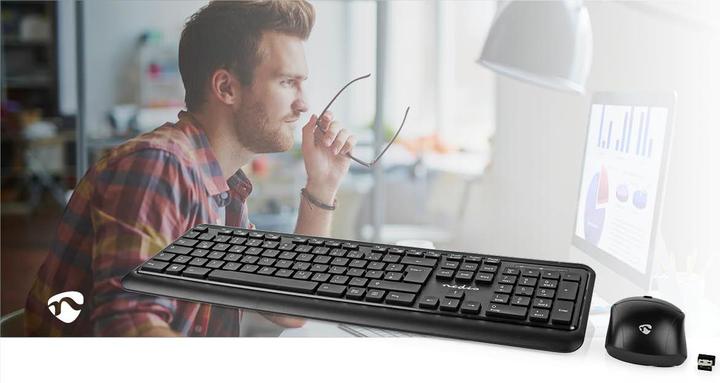 Image du produit Nedis KBMCW100BKDE Kit souris et clavier sans fil Connexion souris et clavier : USB 800 / 1200 / 160 (DE, Sans fil, Filaire)