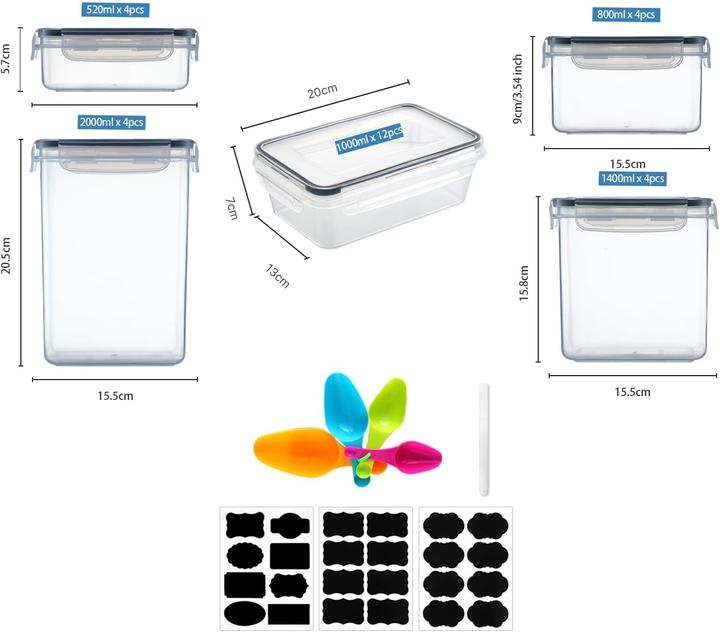Actual product image Hibisaws 28er Set Frischhaltedosen mit Deckel
