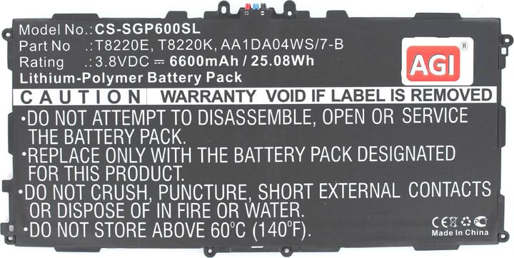 Image du produit AGI Batterie compatible avec Samsung SM-T520 - Batterie - 6.600 mAh