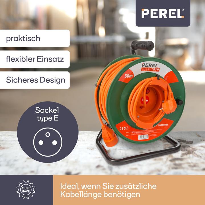 Actual product image Velleman GARDEN CABLE REEL 50 m - 3G1.5 (50 m, 1.50 mm²)
