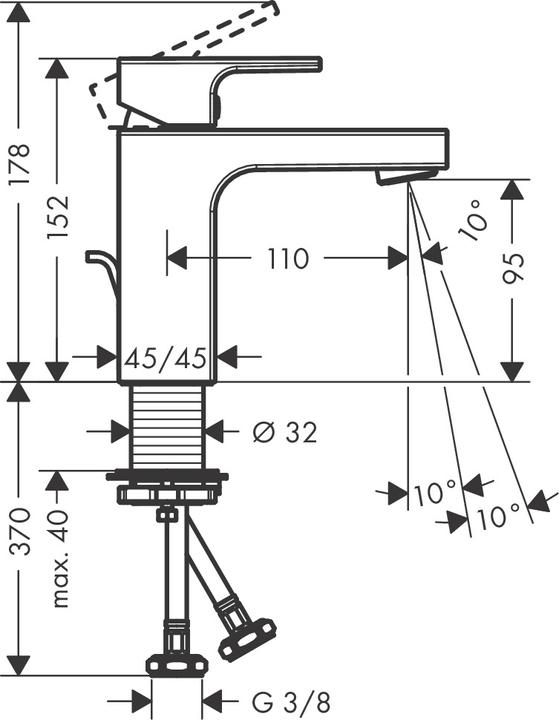Produktbild hansgrohe HG EH-WT-MI VERNIS Shape 100 m Zugstangen-Ablaufgarnitur 1 1/4Zoll ch