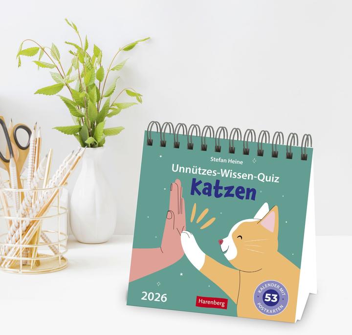 Actual product image Harenberg Unnützes-Wissen-Quiz Katzen Premium-Postkartenkalender - Kalender mit 53 Rätselkarten (German)
