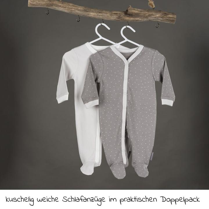 Produktbild La Loona LaLoona Baby-Schlafanzüge Schlafanzug 2er Pack Strampler Pyjama Einteiler - Grau (50)