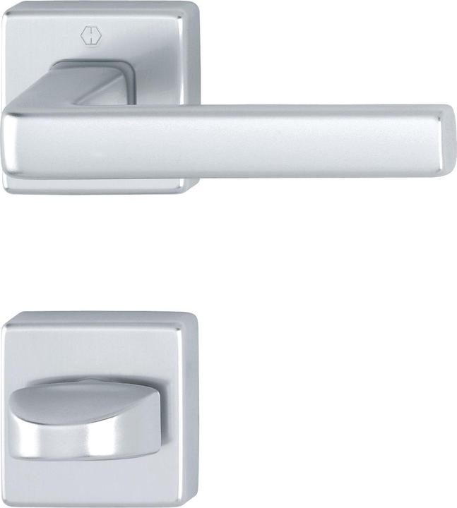 Produktbild Hoppe Drückergarnitur DUBLIN auf Rosette eckig WC, Aluminium silber eloxiert (Türgarnitur)
