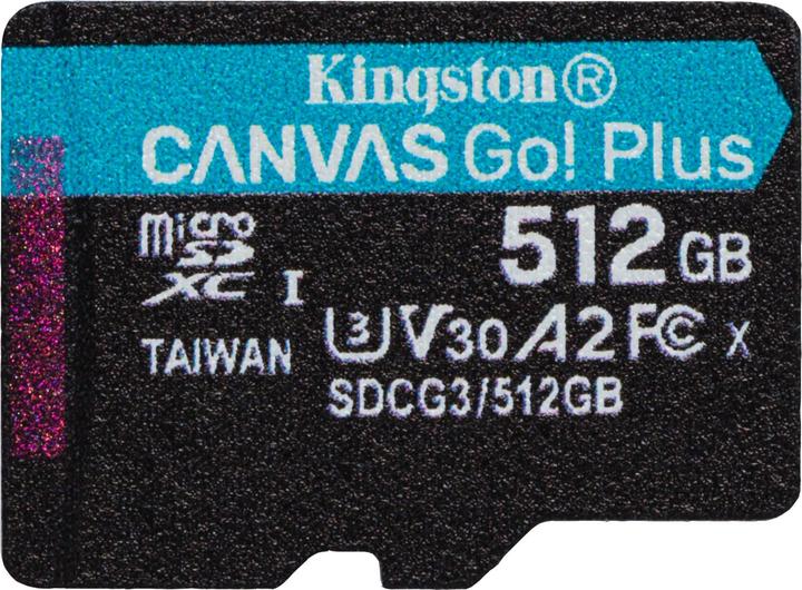 Actual product image Kingston Canvas Go Plus (512 GB, microSDXC, U3, UHS-I)