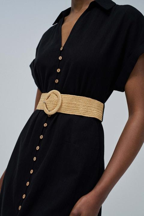 Produktbild Salsa Jeans Midikleid Linen Shirt Dress With Front Buttoned Belt (XS)