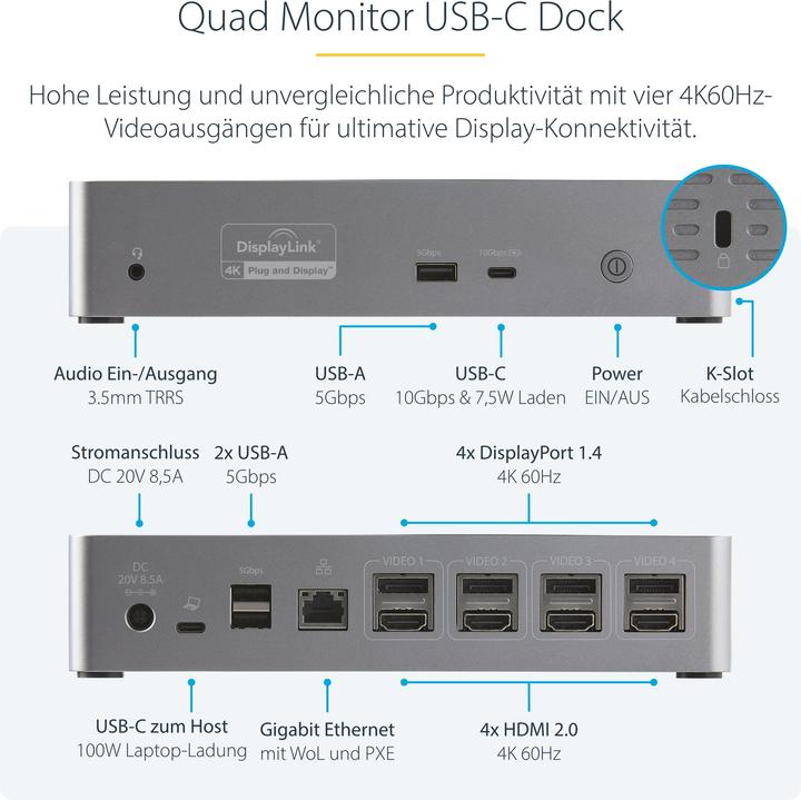 Immagine prodotto StarTech DK31C4DPPDUE (USB-C, 14 Porti)