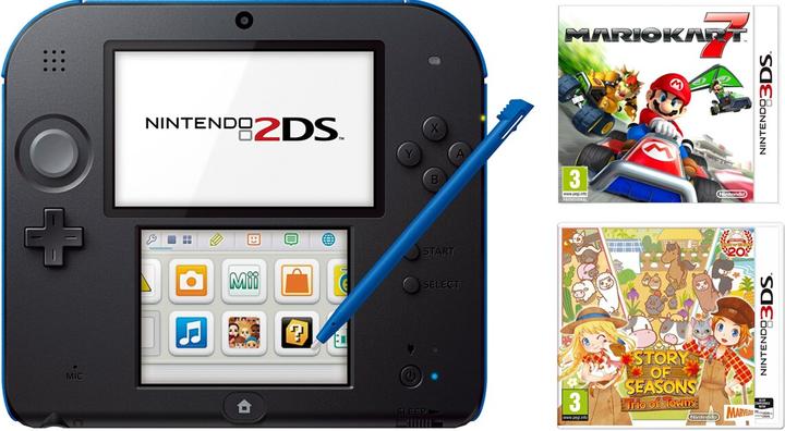 Actual product image Nintendo 2DS incl. Mario Kart 7 + Story of Seasons: Trio of Towns