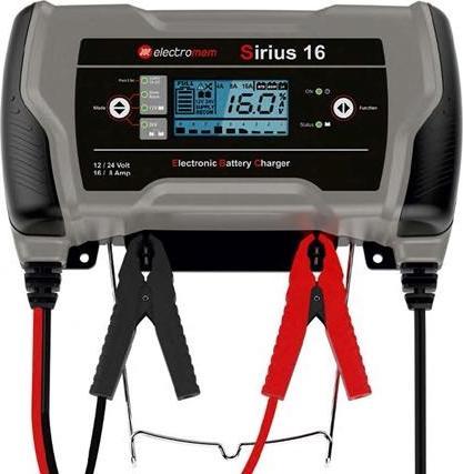 Image du produit Electromem SIRIUS 16 est un chargeur de batterie électronique qui permet une recharge automatique.