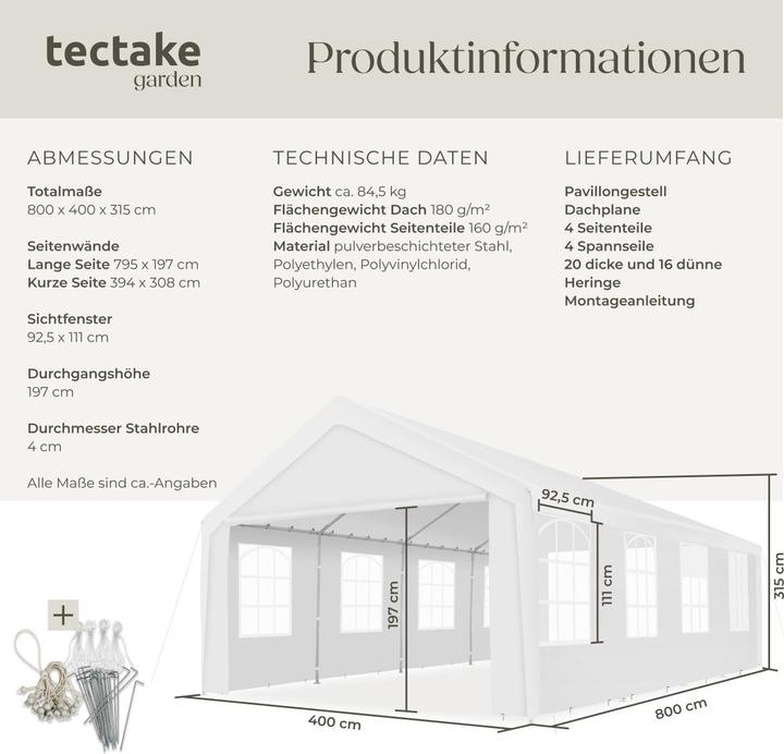 Produktbild tectake Mammut (800 cm, 400 cm)