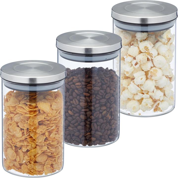 Produktbild Relaxdays 3x Vorratsgläser (0.80 l)