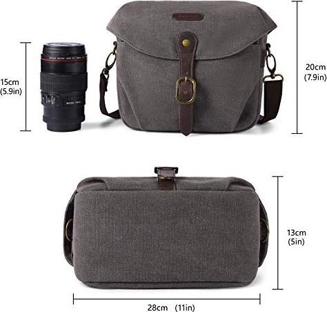 Produktbild Only-Bags.Store Kameratasche SLR, Fototasche Umhängetasche für Spiegelreflexkamera und Zubehör (grau)