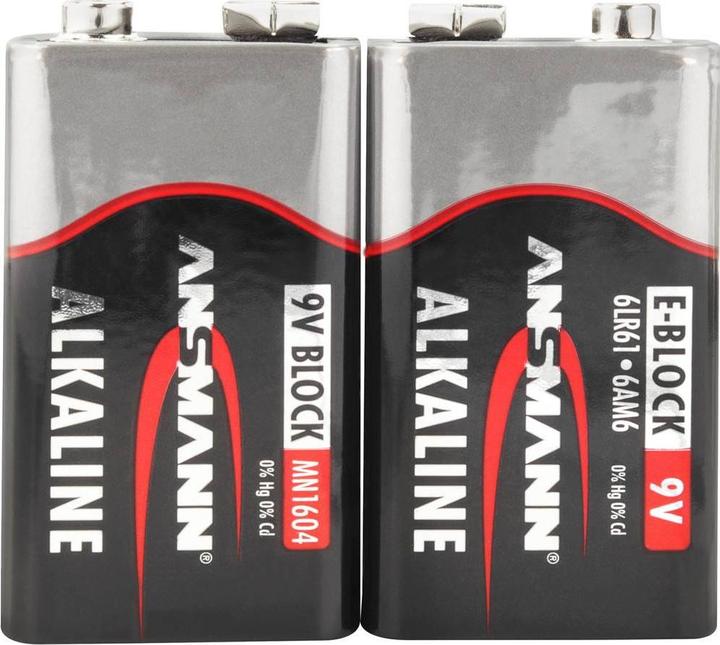 Actual product image Ansmann 9 V block battery alkaline manganese (2 pcs., 9V Block, 550 mAh)