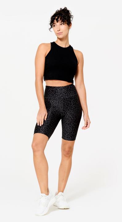 Produktbild Domyos Shorts Radlerhose Damen dehnbar - Leopardenprint dunkelgrau (XS)