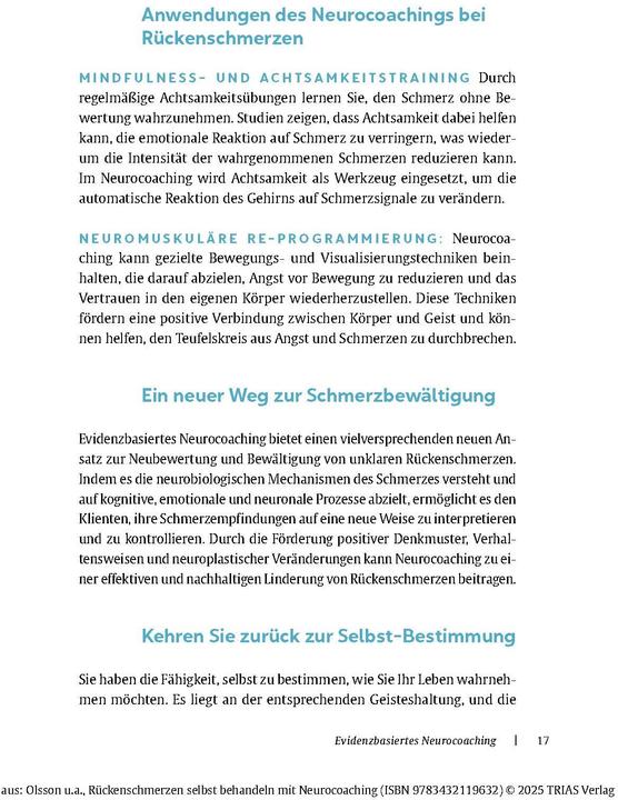 Produktbild Rückenschmerzen selbst behandeln mit Neurocoaching (Deutsch, Michael Weber, Nina Olsson, 2025)