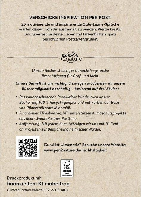 Nährwerte und Zutaten Ausmal-Postkarten Schöne Sprüche | 20 Karten