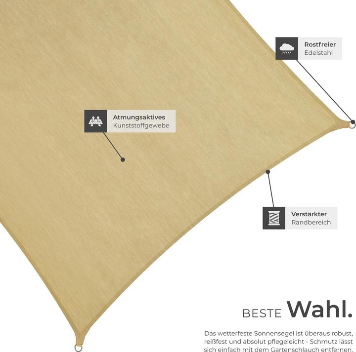 Produktbild tectake Sonnensegel (360 x 360 cm)