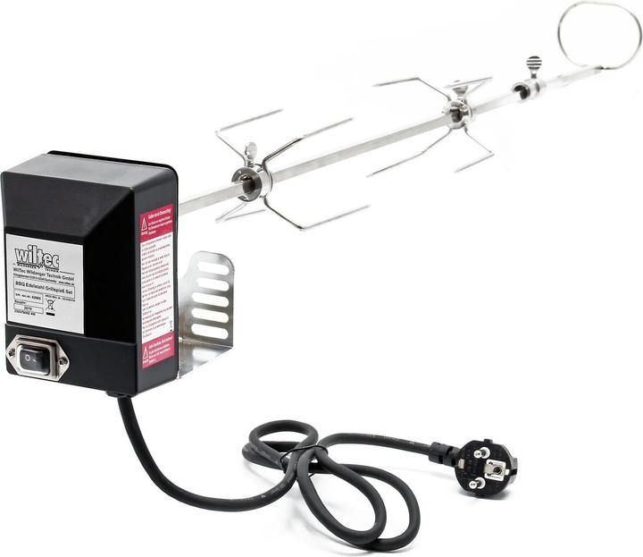 Produktbild Wiltec BBQ Grillspiess Edelstahl 82cm 230V Drehspiess Rôtisserie Fleischnadel Schaschlik