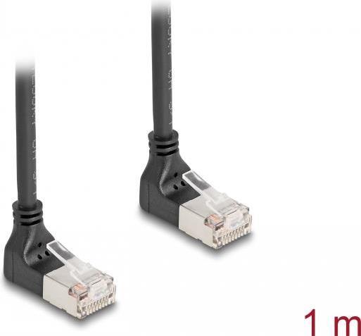 Image du produit Delock Câble réseau RJ45 Cat.6A S/FTP Slim 90° bas / bas (S/FTP, CAT6a, 1 m)