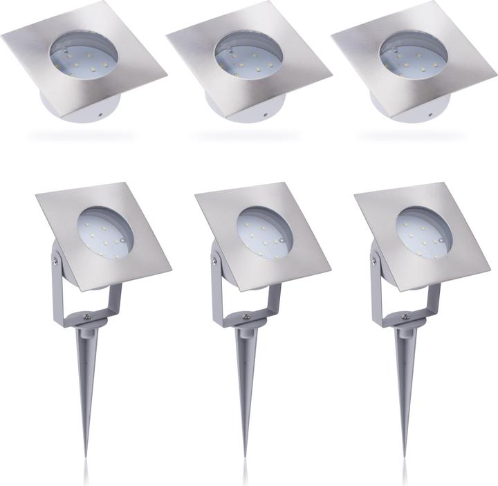 Image du produit Ranex Lot de 3 spots encastrés de sol LED Evita carrés aluminium (IP67)