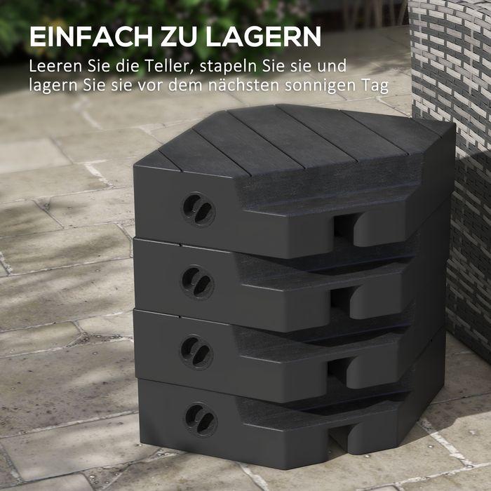 Produktbild Swisshandel24 Sonnenschirmständer 4-teilig Holzoptik, für Ampelschirm, befüllbar bis 20/15 kg HDPE Schwarz