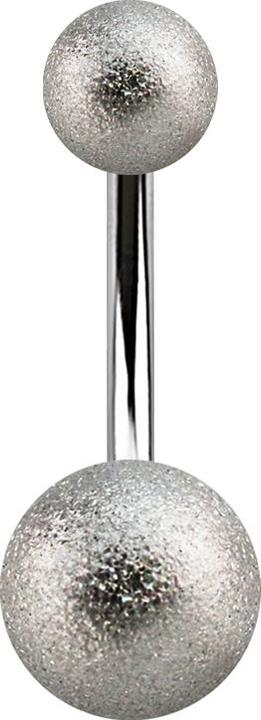 Star Piercing Banane silber mit zwei Kugeln gesprenkelt (ohne Messing, Chirurgenstahl 316L)