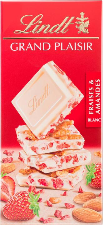 Produktbild Lindt Grand Plaisir Weiss Erdbeer & Mandel Tafelschokolade (150 g)
